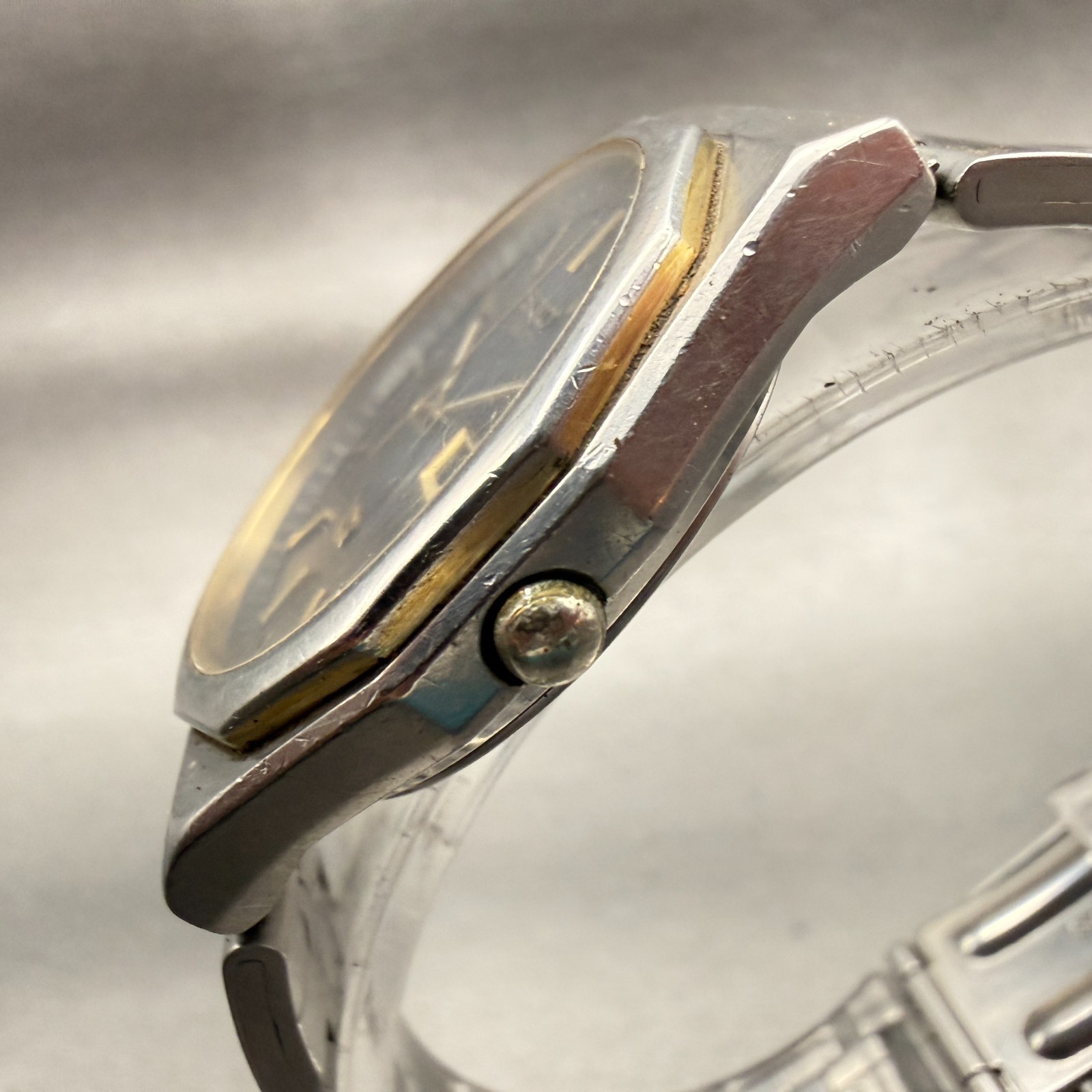 Seiko Watch Men 33mm Gray Dial Silver Tone Round 8C23-6059 New Battery VTG