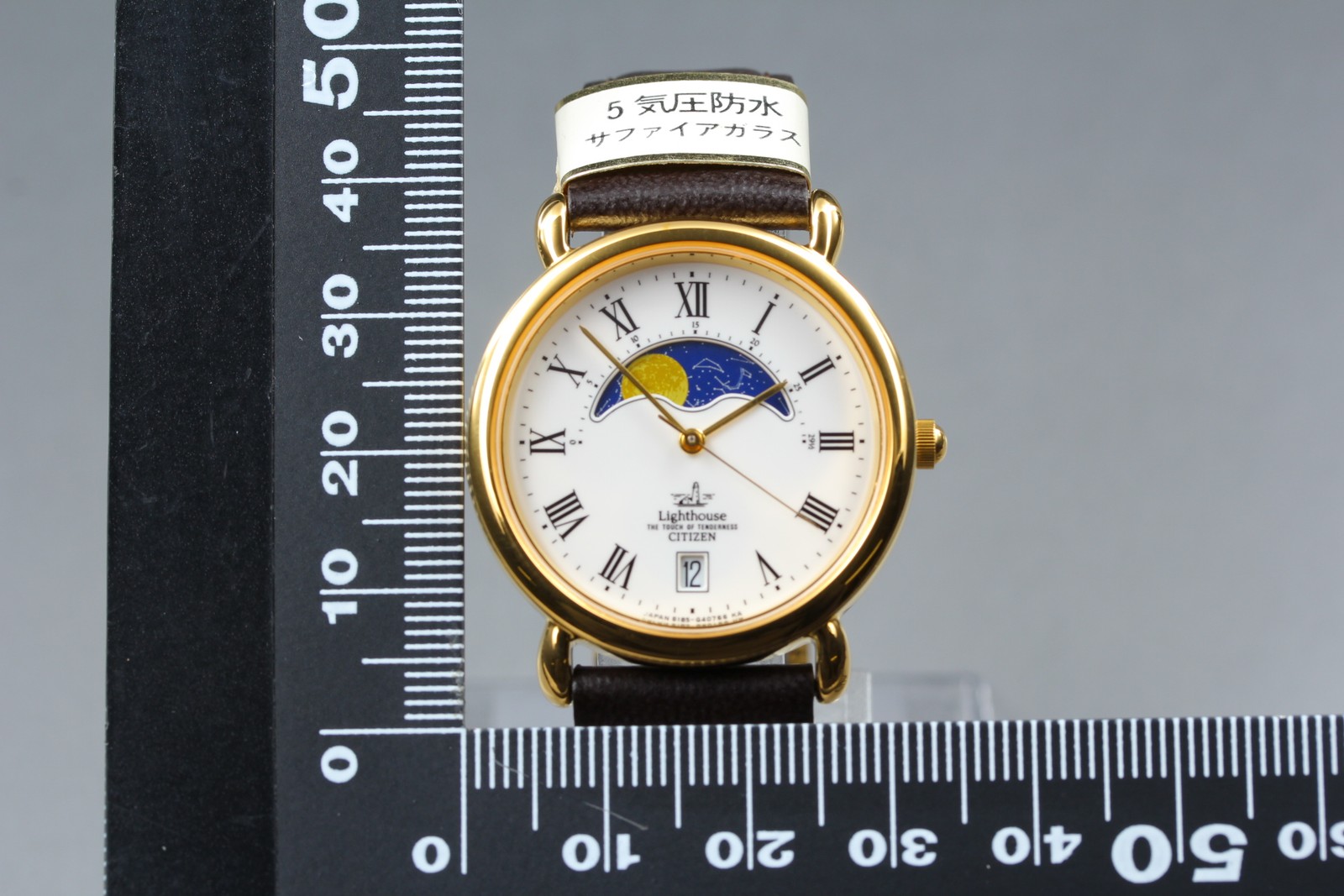 [NOS Top MINT] Citizen Lighthouse 6185-G08181 32mm Gold Roman Date Qz Watch