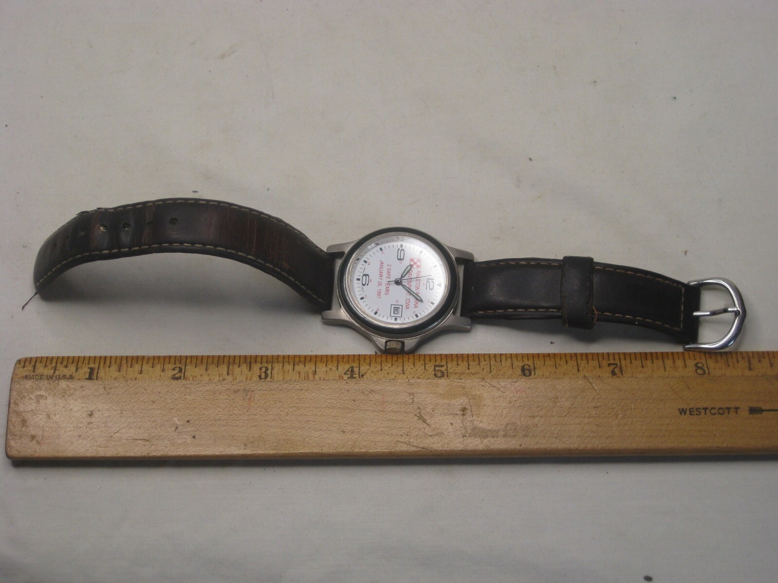 vintage RALSTON PURINA logo DAVENPORT 2 SAFE YEARS wristwatch award watch