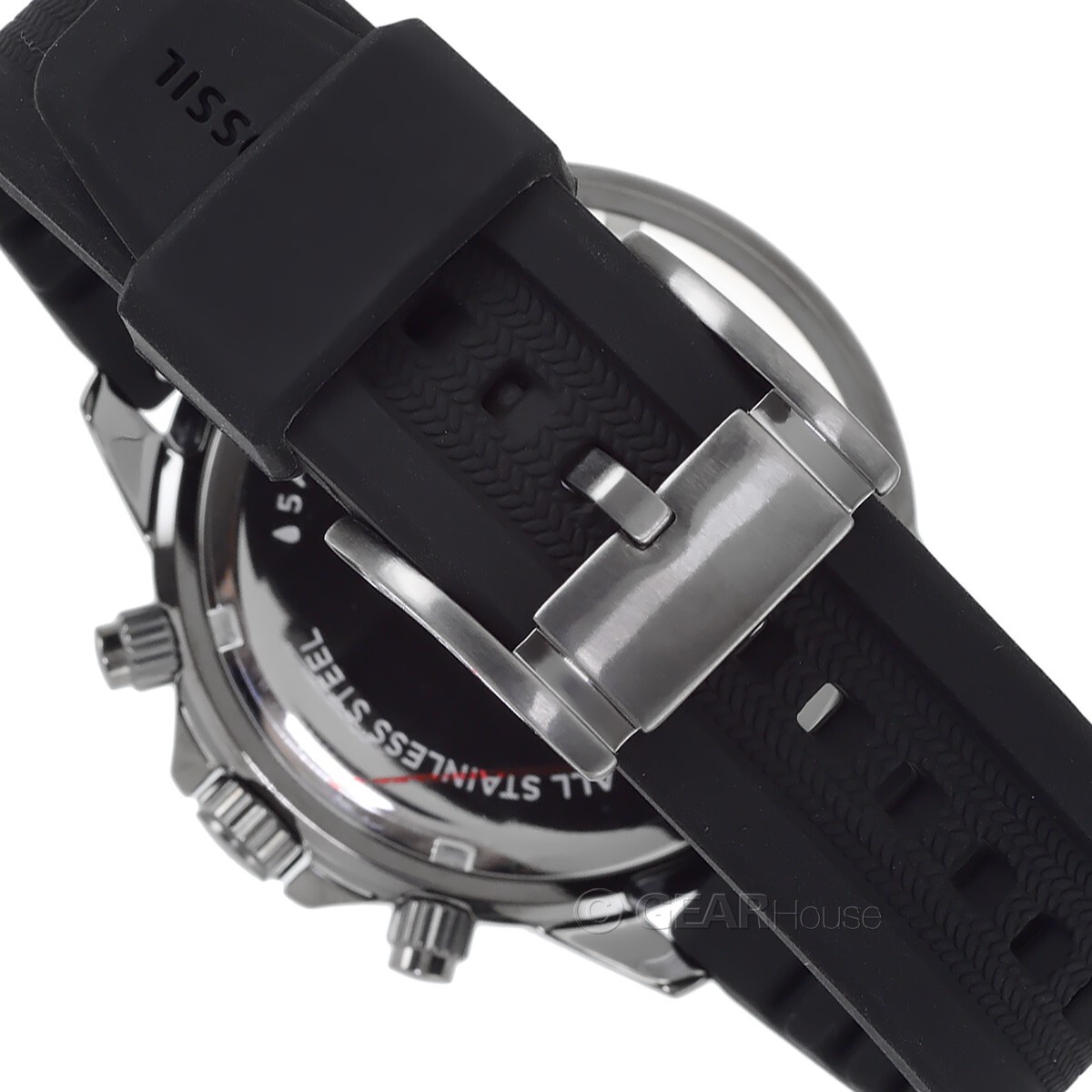 FOSSIL Bannon Mens Dark Gray Multifunction Watch, Day Date, Black Silicone Band