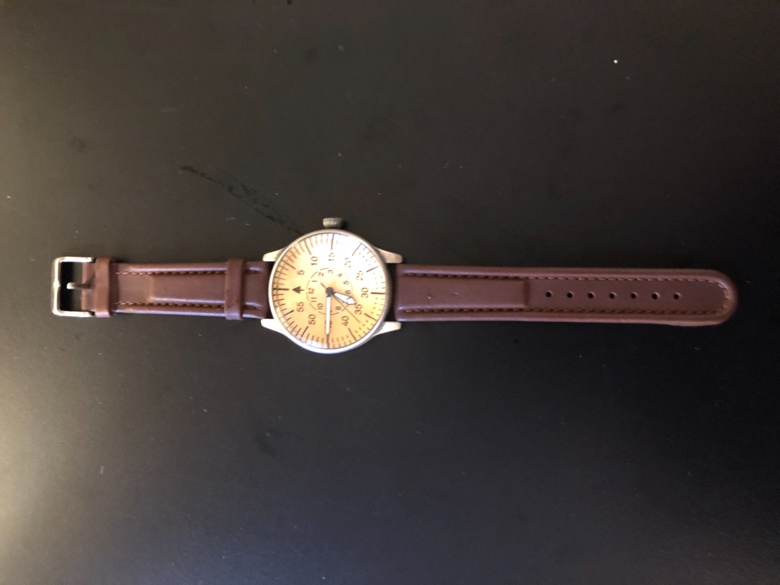 MIL-TEC Vintage Flieger Pilot Flight Aviation, AVIATOR – Leather Band, Quartz