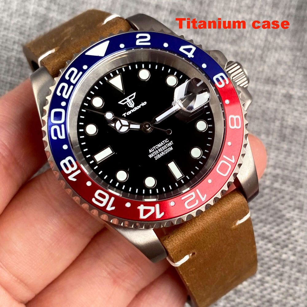 40mm Titanium Sapphire Glass Japan NH35 Automatic Mens Watch 20ATM Date Luminous