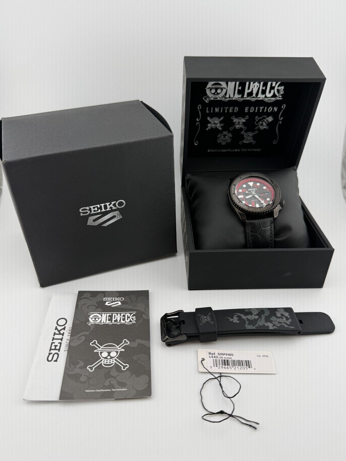 Seiko 5 Sports ONE PIECE Monkey D Luffy Limited Edition SRPH65 Watch Complete