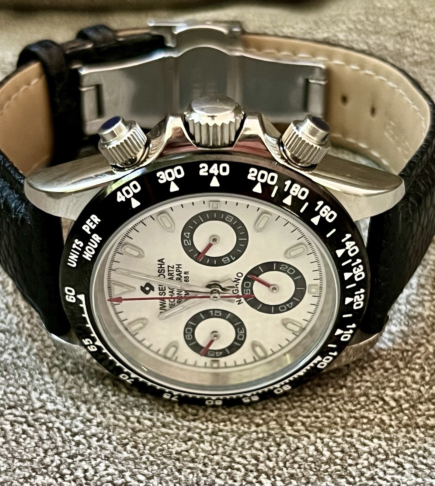 Custom Made, one-of-one Chronograph w/Seiko VK63 movement 40mm, Leather strap