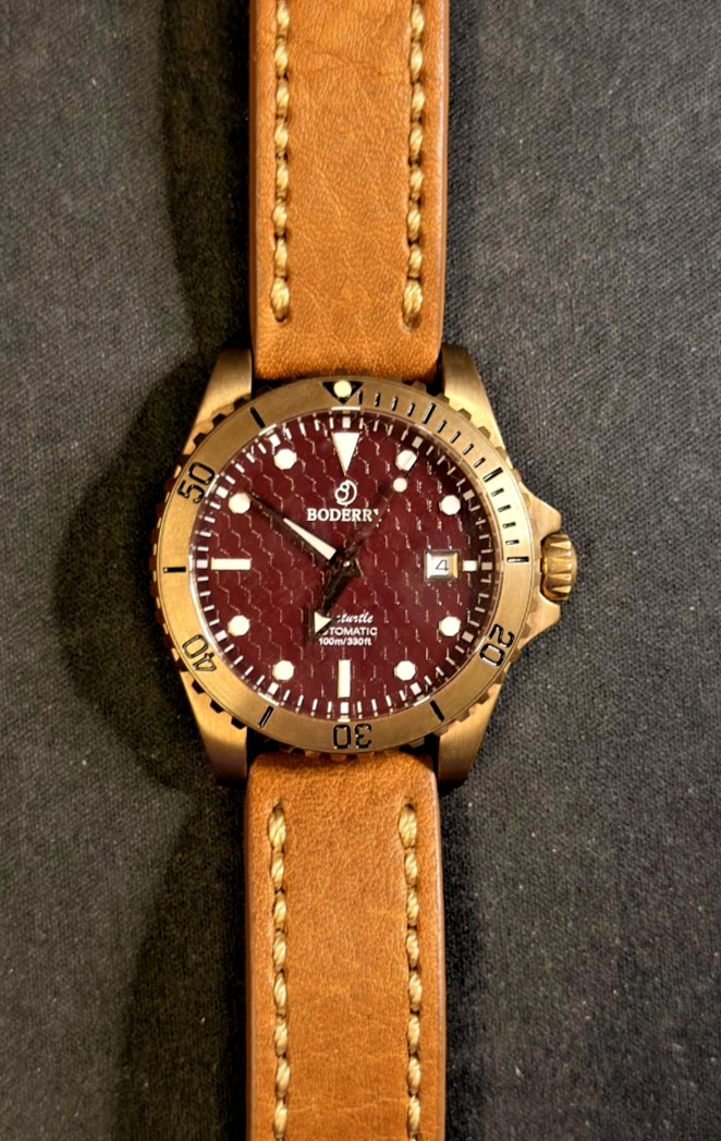 Boderry Sea Turtle BDA007B Bronze Automatic Diver 100m Brown Dial Watch