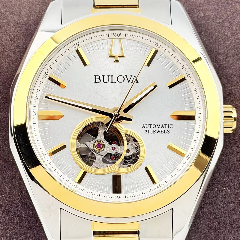 Bulova Surveyor 98A284 Men’s Automatic Watch Stainless Steel Gold Silver Dial