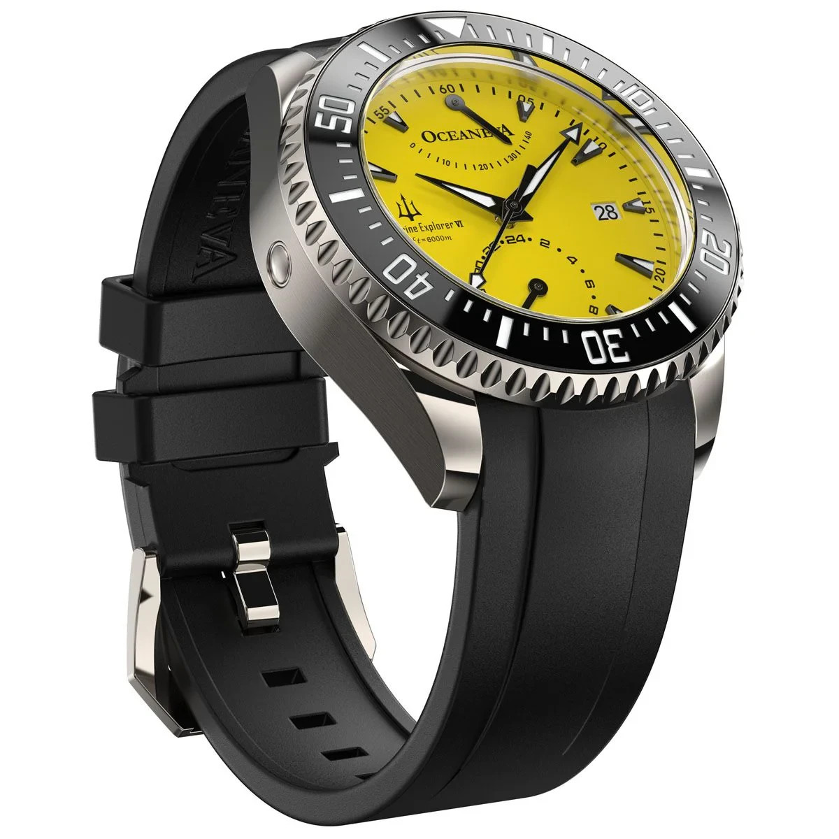 Oceaneva Power Reserve 6000m Automatic Grade 5 Titanium Watch Yellow