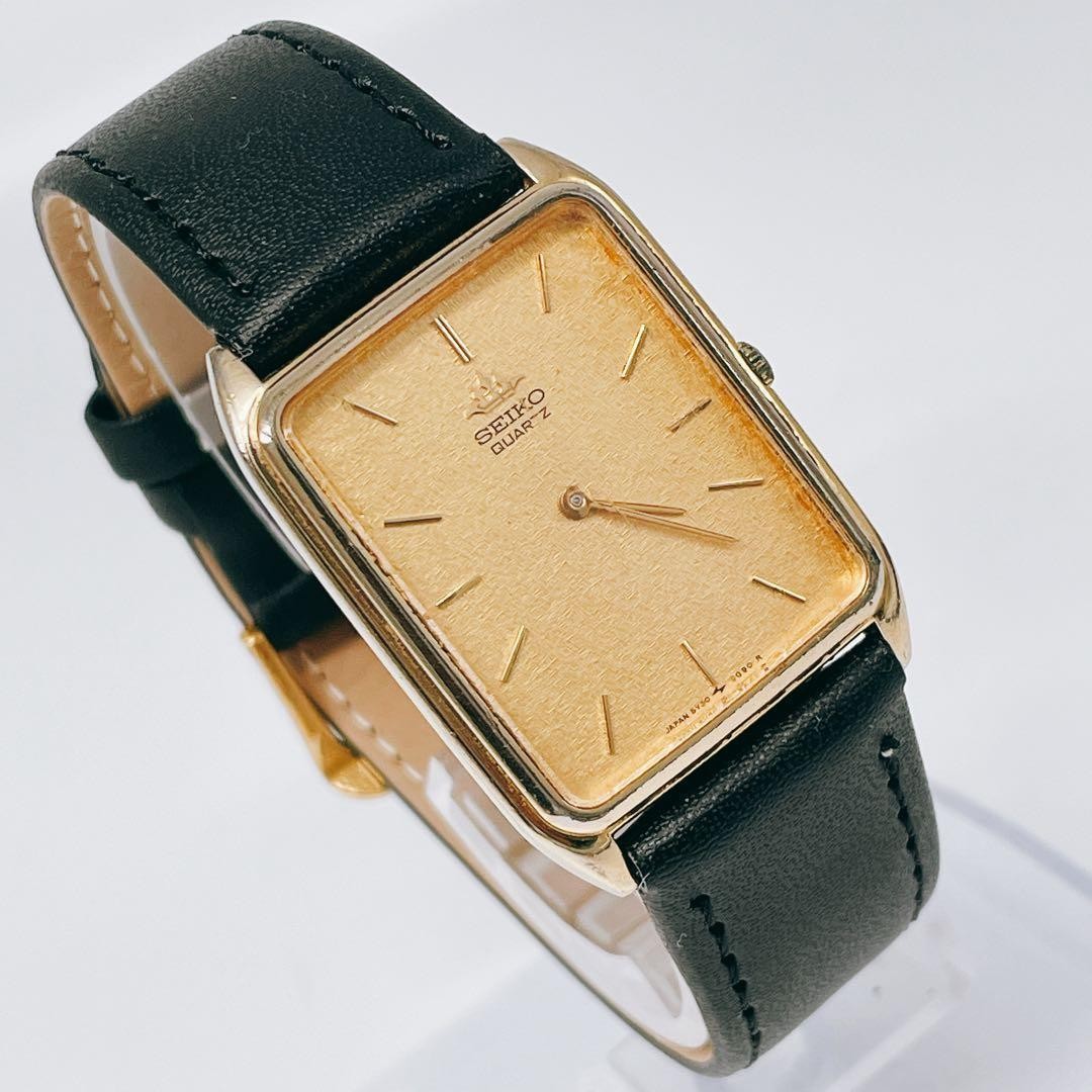 Seiko Rectangular 5Y30-5D50 Vintage Quartz Watch Black Japan 071122