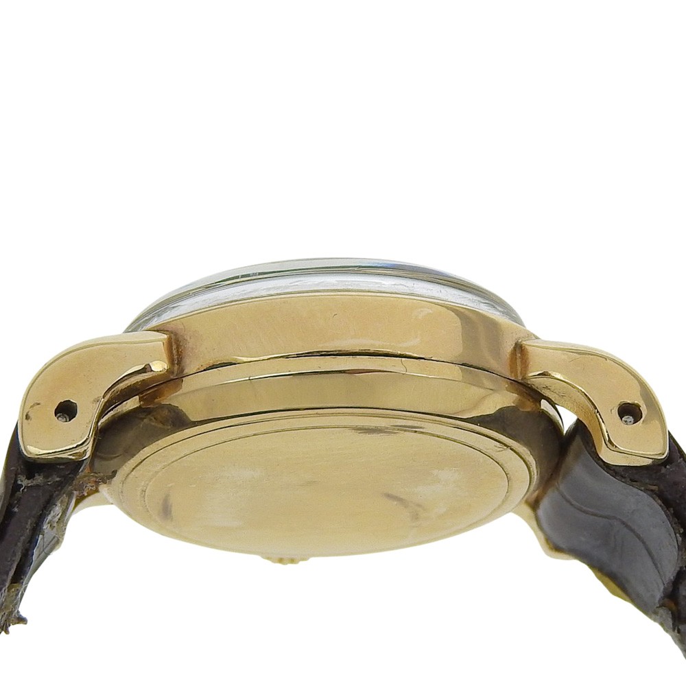 OMEGA Watches Cal.244 IvoryDial Plated Gold/Embossed Leather Hand Winding …