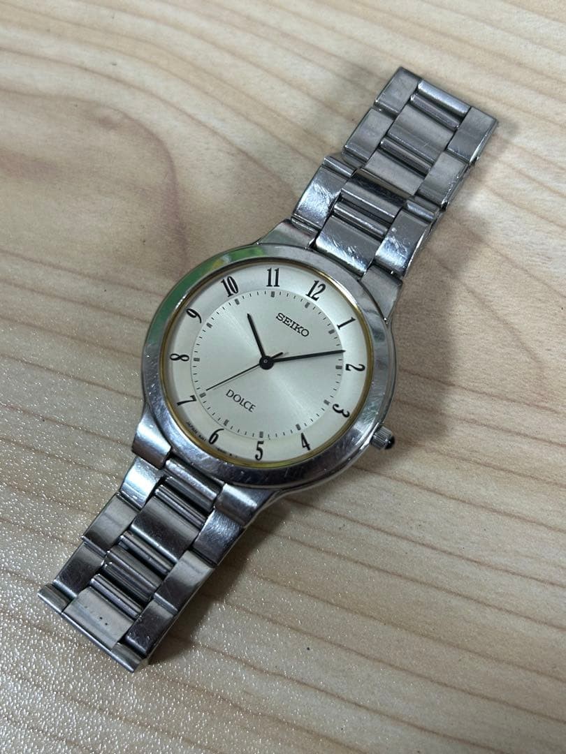 SEIKO Dolce 8J41-6170 Quartz Mens Watch Off-White Arabic Dial Original Band