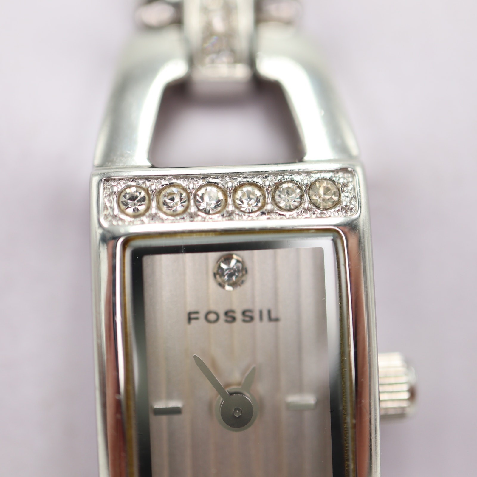 Fossil Petite Silver Tone Tank 12mm Womens Watch 5.75″ Steel ES1510 New Battery