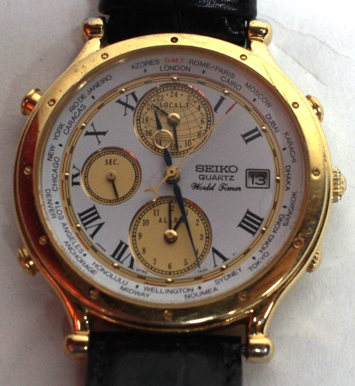 Vintage Seiko 5T52-7A19 Age Of Discovery Alarm Chronograph Watch