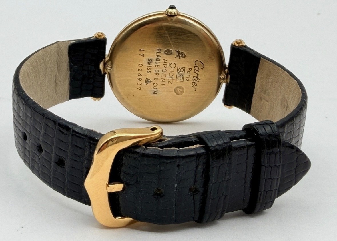 Cartier must de Cartier Original Maroon Burgundy Dial 18K Gold Plated 30mm WORKS