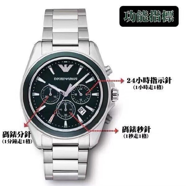 Emporio Armani AR6090 Men’s Green Dial Chronograph Date Quartz Steel Watch