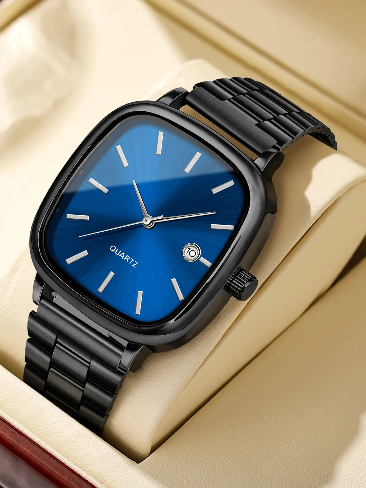 Modern minimalist square watch Business mens metal watch stainless
