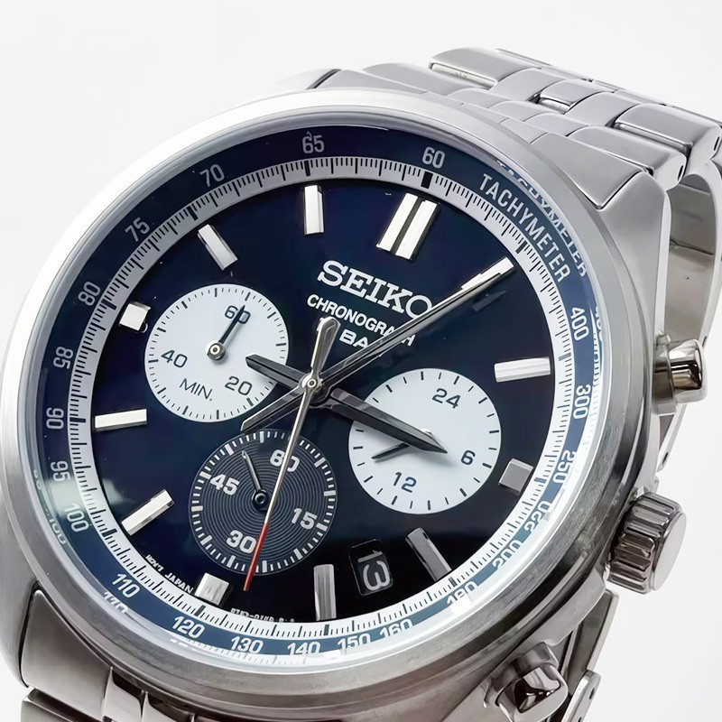 SEIKO Essentials SSB427 Chronograph Quartz Men’s Watch Blue Dial 41.5MM