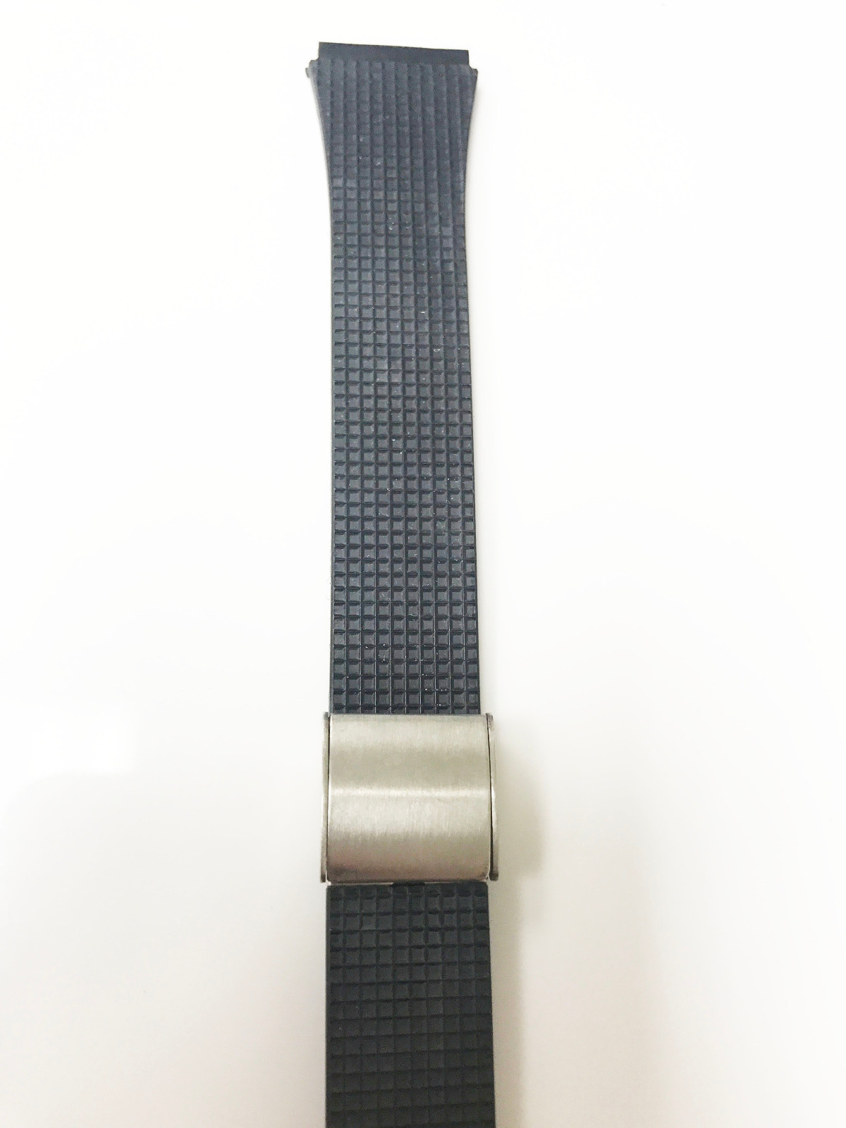 RUBBER STRAP BLACK RUBBER/PLASTIC WATCH BAND WITH STAINLESS STEEL SLIDING BUCKLE