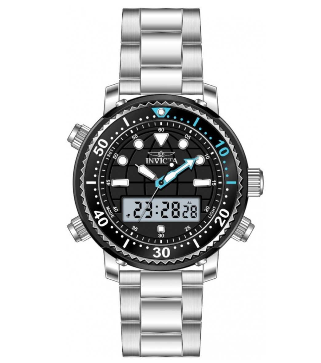 Invicta Pro Diver 46.5mm Men’s Stainless Ana-Digi Dual Time Watch 48370