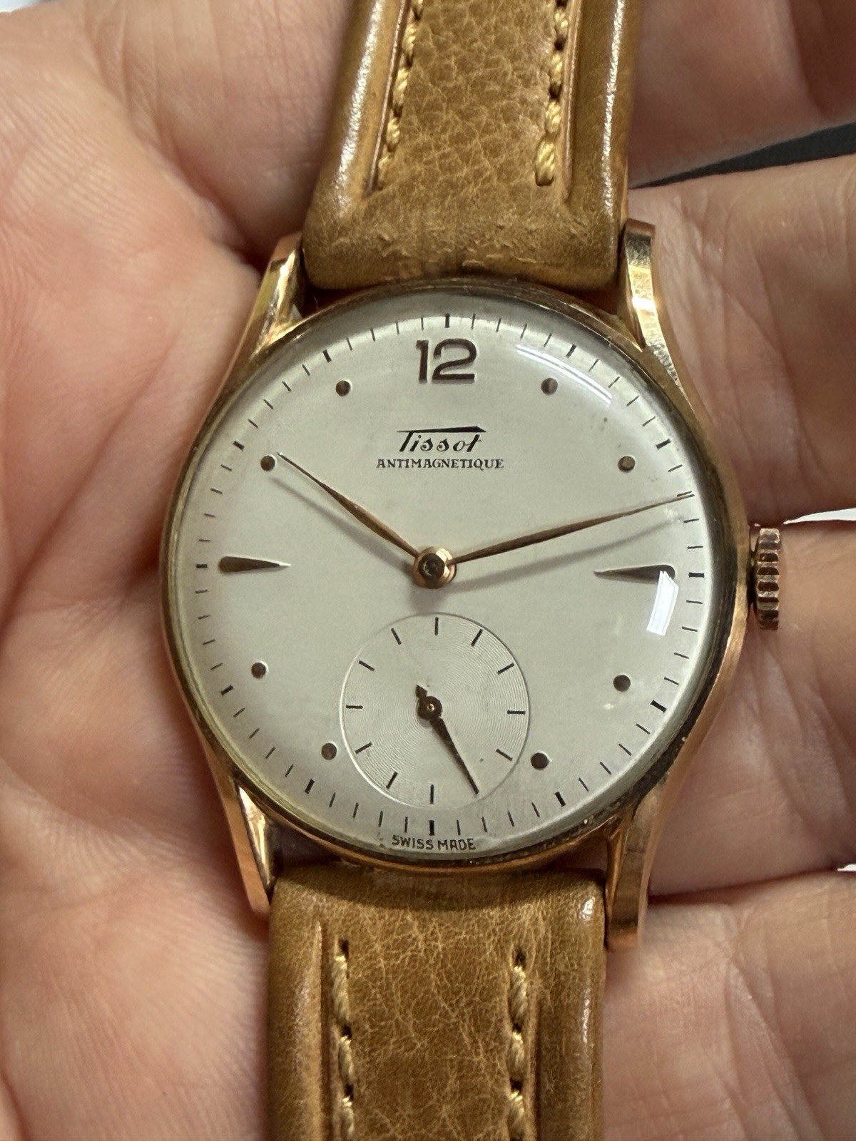 Tissot Antimagnetic Vintage 14K Gold 32.7mm Manual Small Seconds 1950s