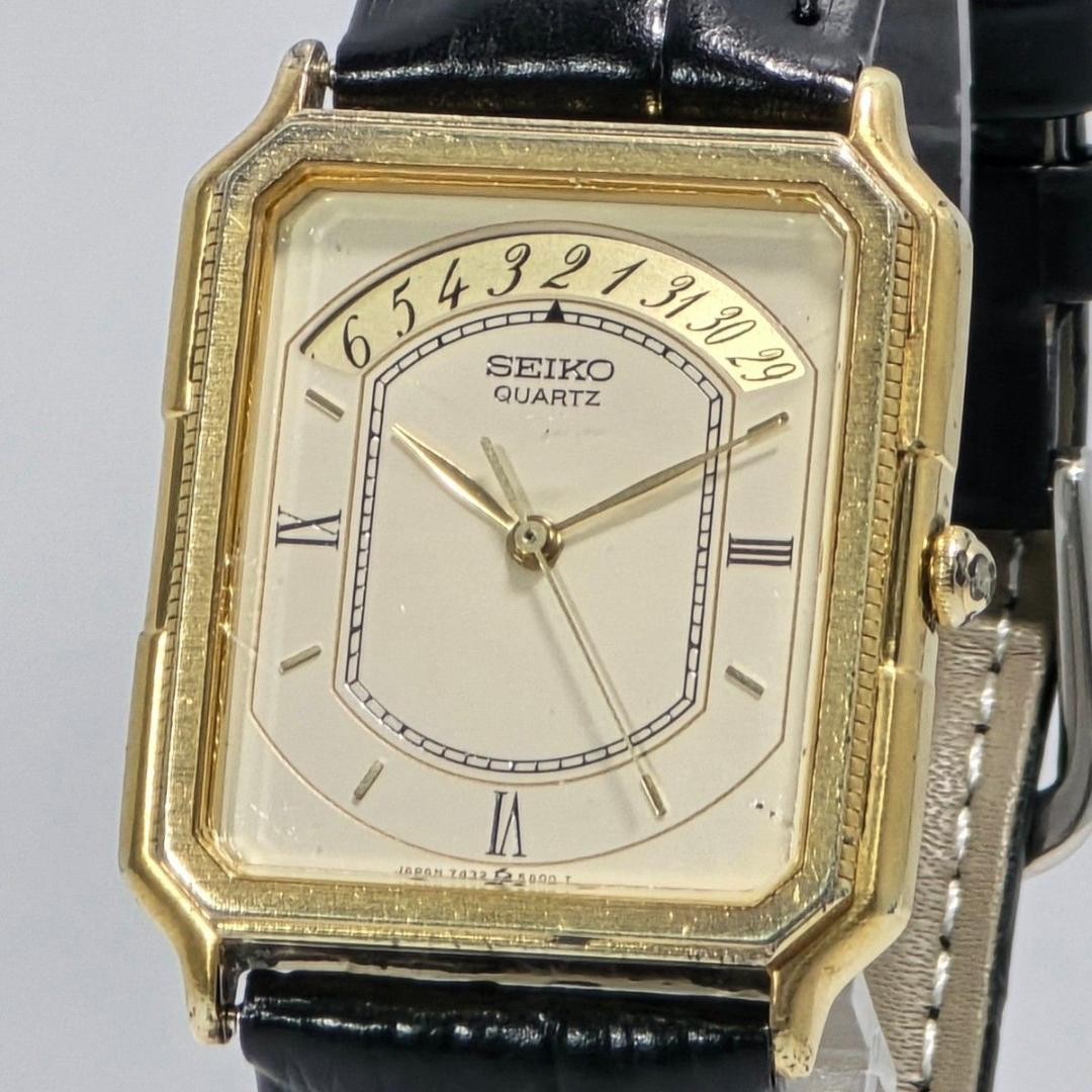 Seiko Arc Date 7432-5A00 Quartz Gold Dial 27.2mm Wrist 19cm Used