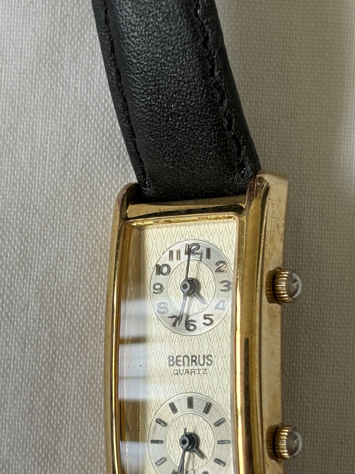 Vintage Benrus BN326 Women’s Dual Time Quartz Watch Two Movements 19mm