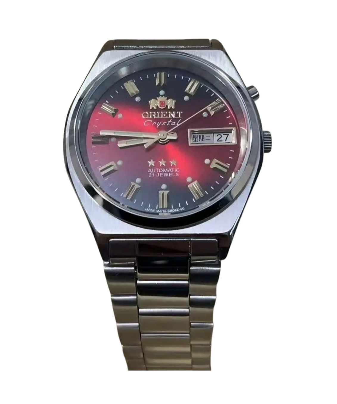 Unisex Orient Mechanical Watch 35mm Stainless Red Steel Strap Folding Clasp