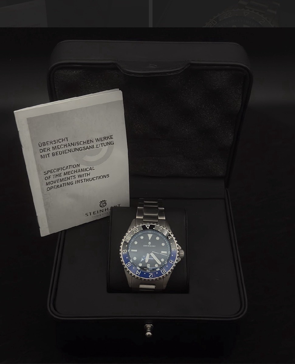 Steinhart Ocean 39 GMT Titanium Limited Ceramic Bezel Full Set Box And Papers