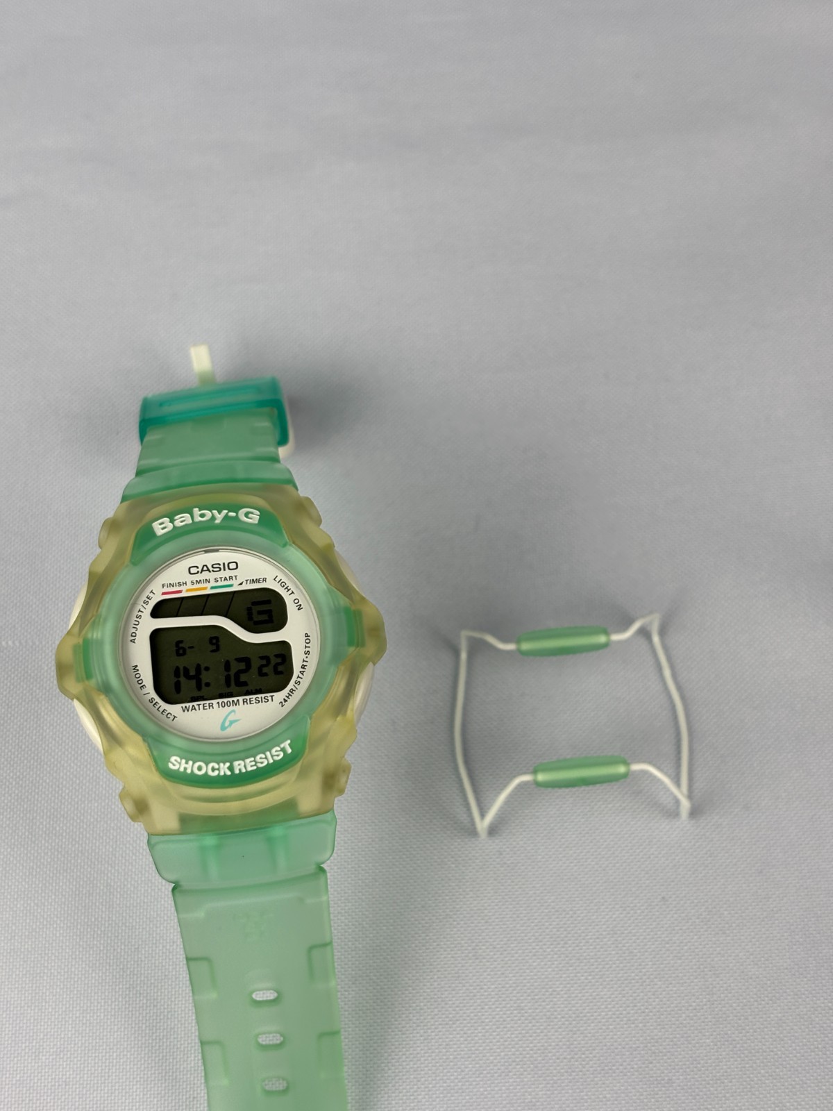 Vintage Casio Baby-G BG-140 Green Jelly 1913 Digital Watch New Battery 10BAR