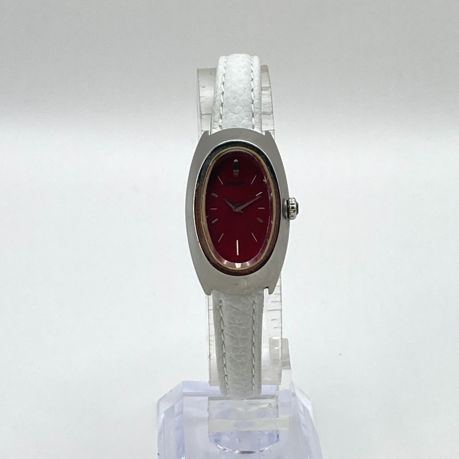Vintage Seiko Women’s Watch READ Silver Tone 4N00-6989 Burgundy Dial New Battery