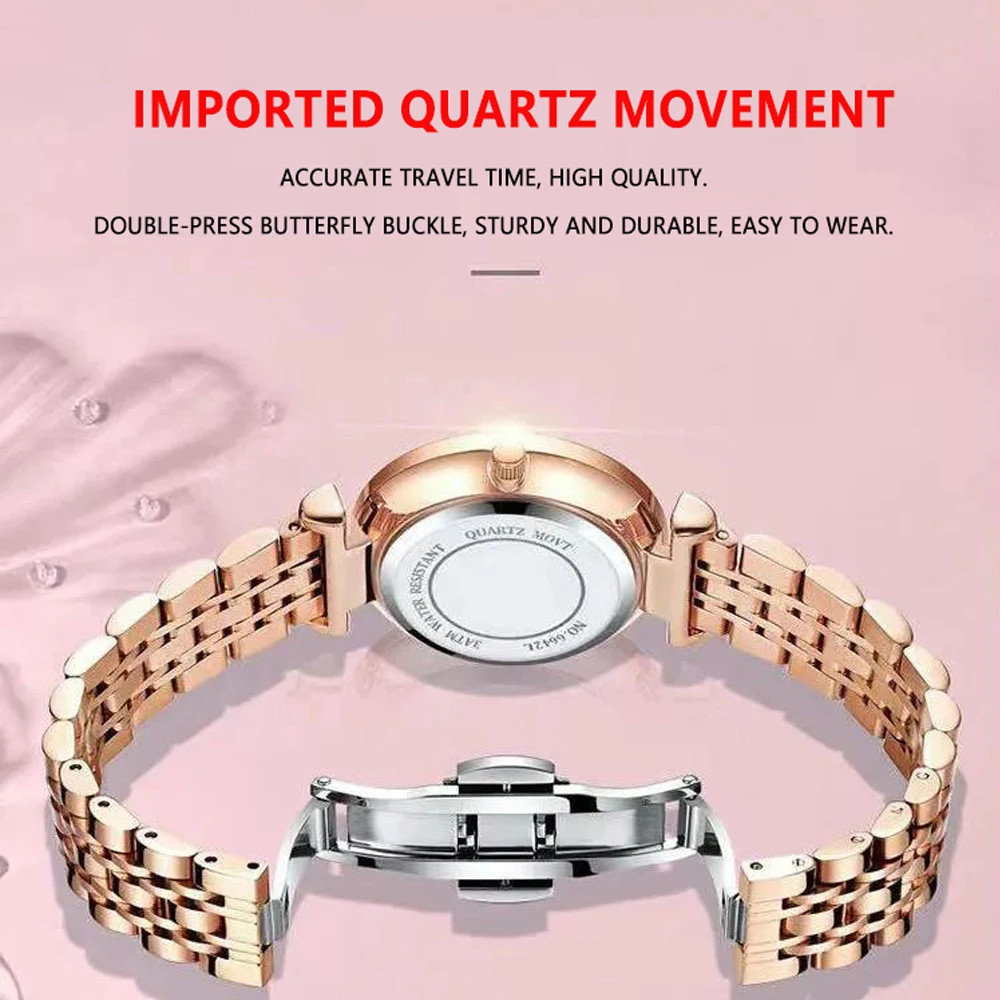 Women’s Stainless Steel Waterproof Luminous Wristwatch