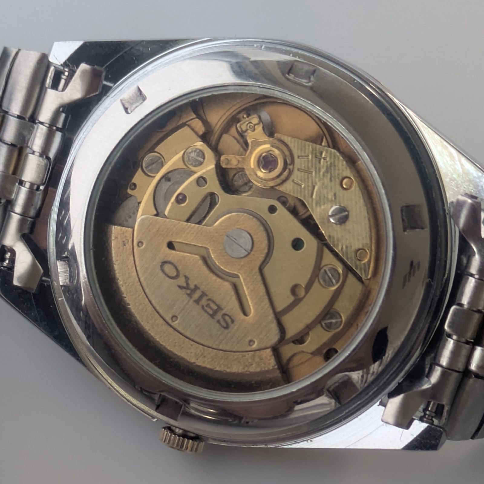 SEIKO 1980-1989 5 Automatic White Dial Gold Bezel Watch Wrist 19cm From Japan