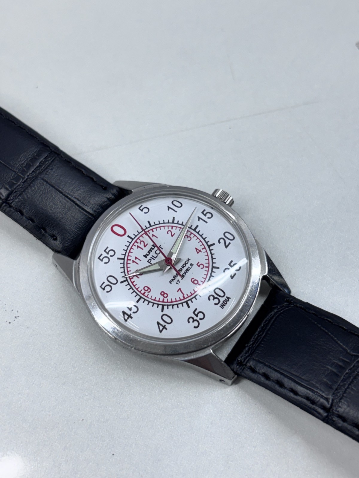 Vintage Refurbished HMT Pilot White 17 Jewels Hand Winding men’s Wrist Watch