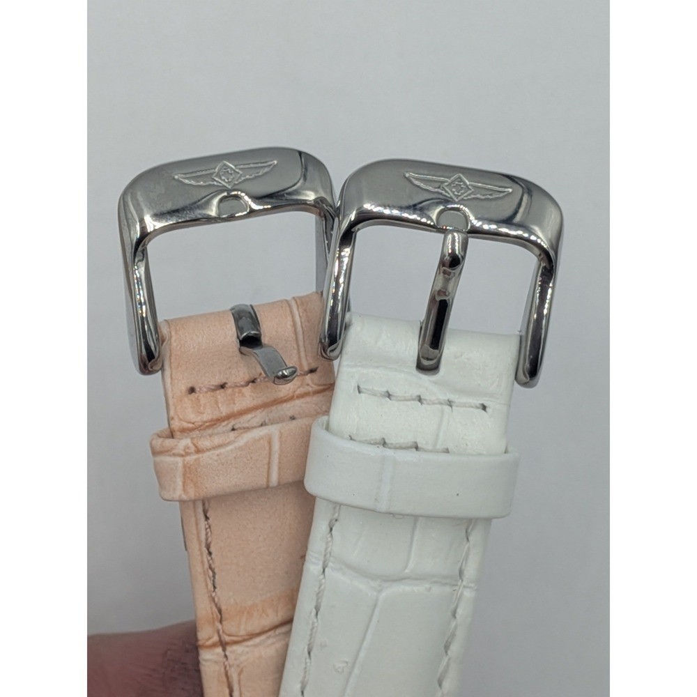 Invicta Angel Watch White 33mm Silver Rose Golden Diamond Leather Straps 12544