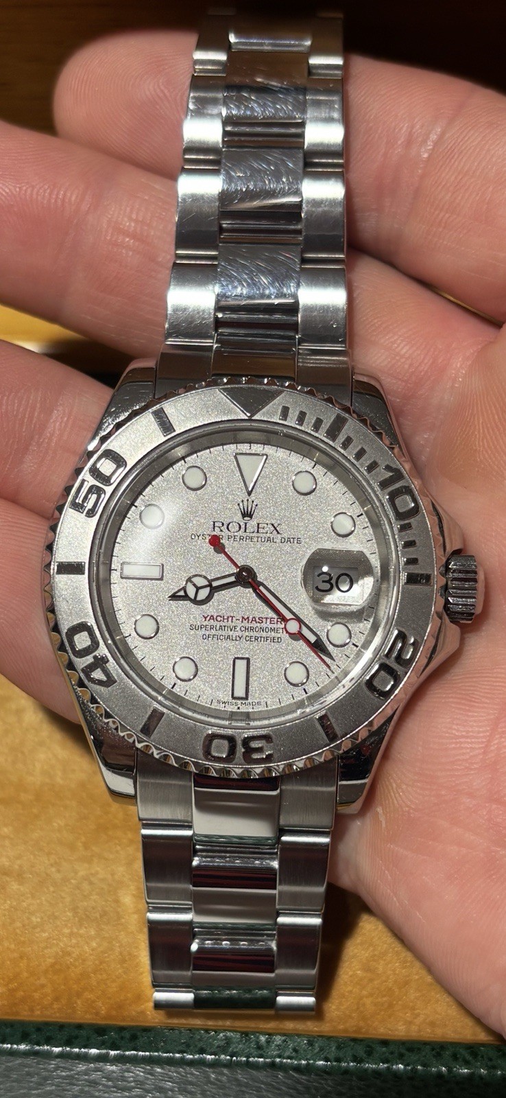 Rolex Yacht-Master 16622 Silver Oyster Bracelet 40 Platinum Bezel
