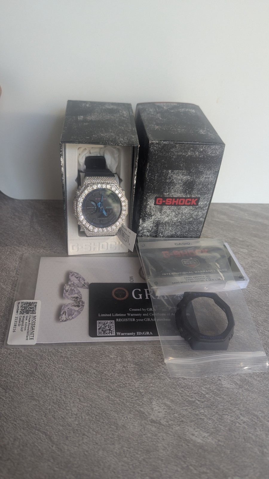 G-SHOCK CUSTOM MOISSANITE WATCH BLACK CLASSIC GA2100
