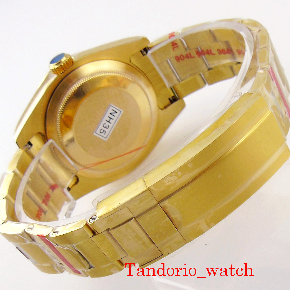 39mm Bliger Green Dial Gold Plated Sapphire Glass NH35 MIYOTA 8215 Movement