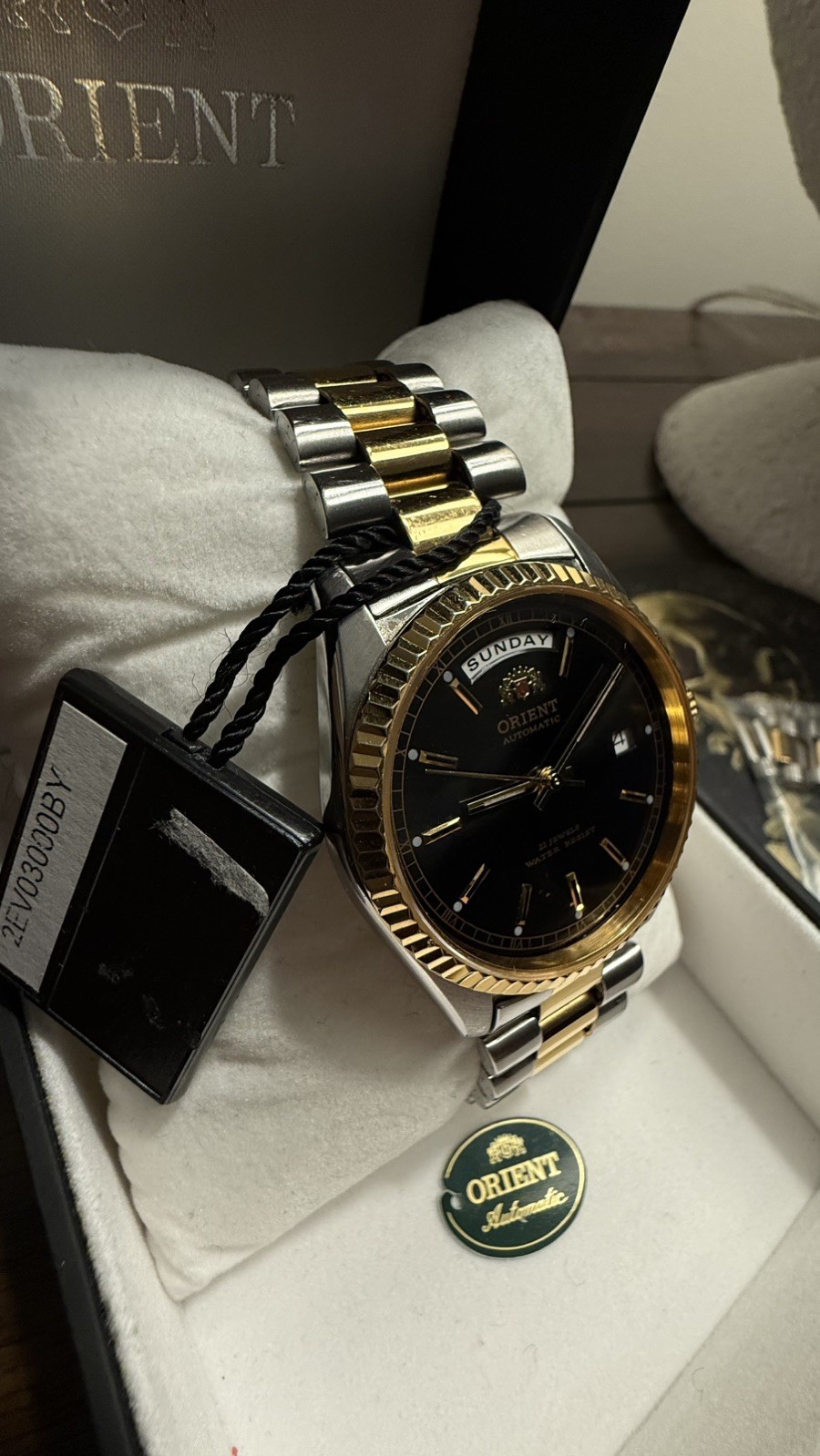 Orient President Automatic Day-Date Black Dial Stainless Steel Gents Watch