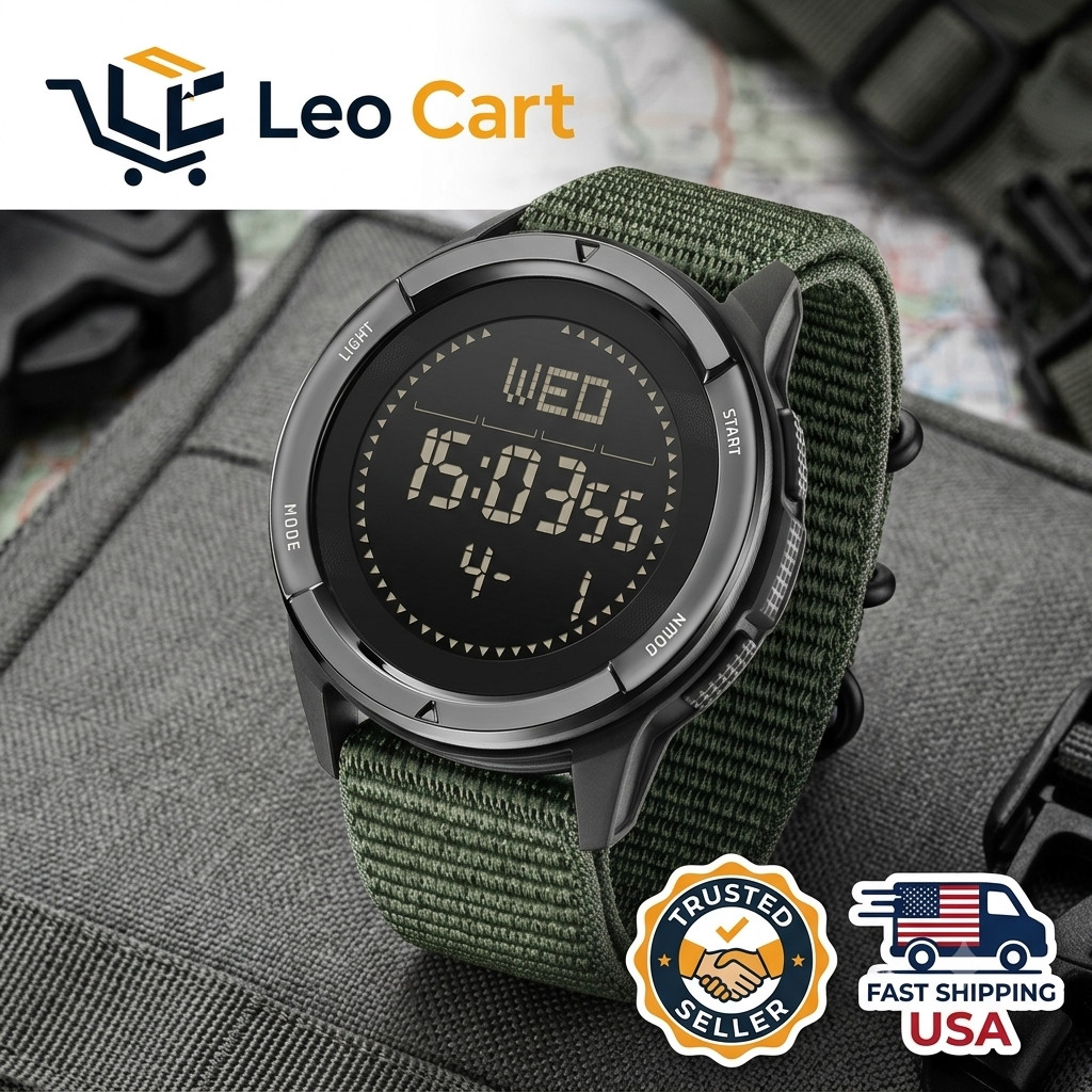 Men Digital Carbon Fiber Sports Watch Military Waterproof 50M Compass Pedometer