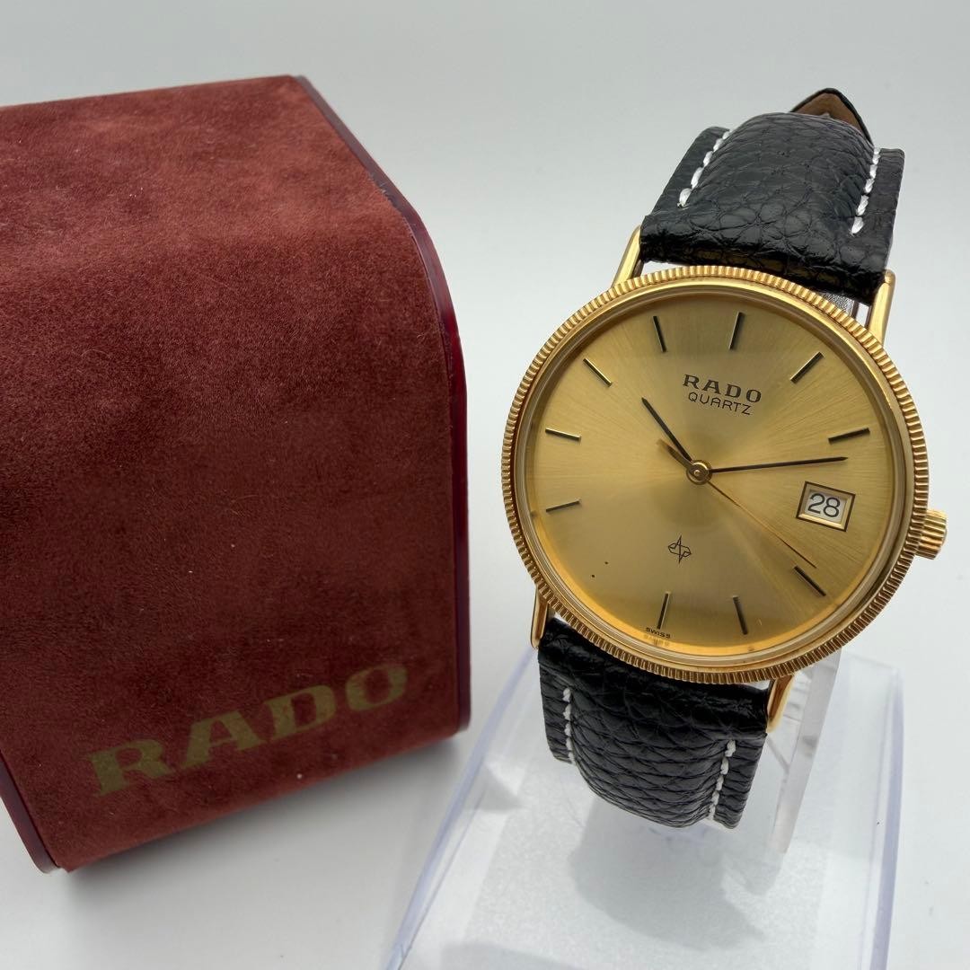 Rado 113.5131.2 Gold Dial Ladies Watch Quartz Black Japan 072697