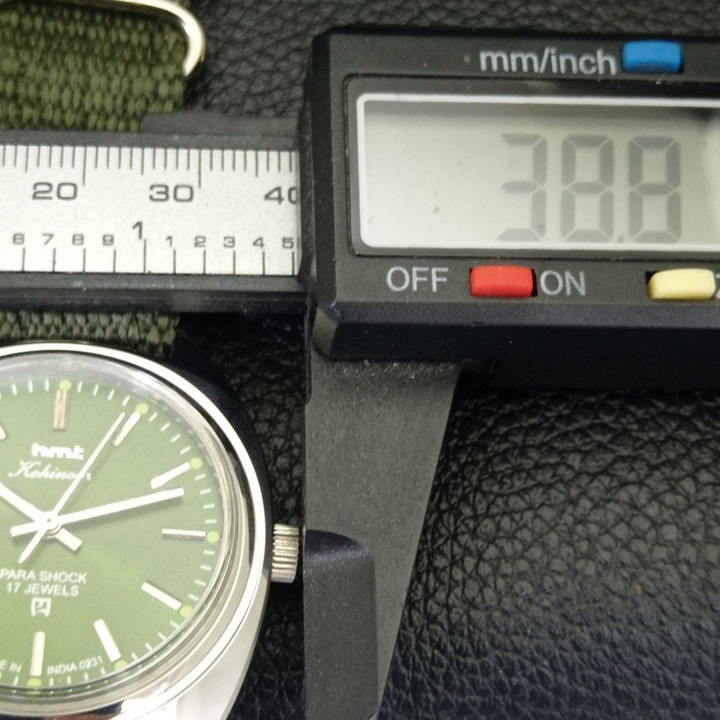 INDIAN VINTAGE HMT KOHINOOR HAND-WINDING MENS GREEN COLOR DIAL WATCH a440975-1