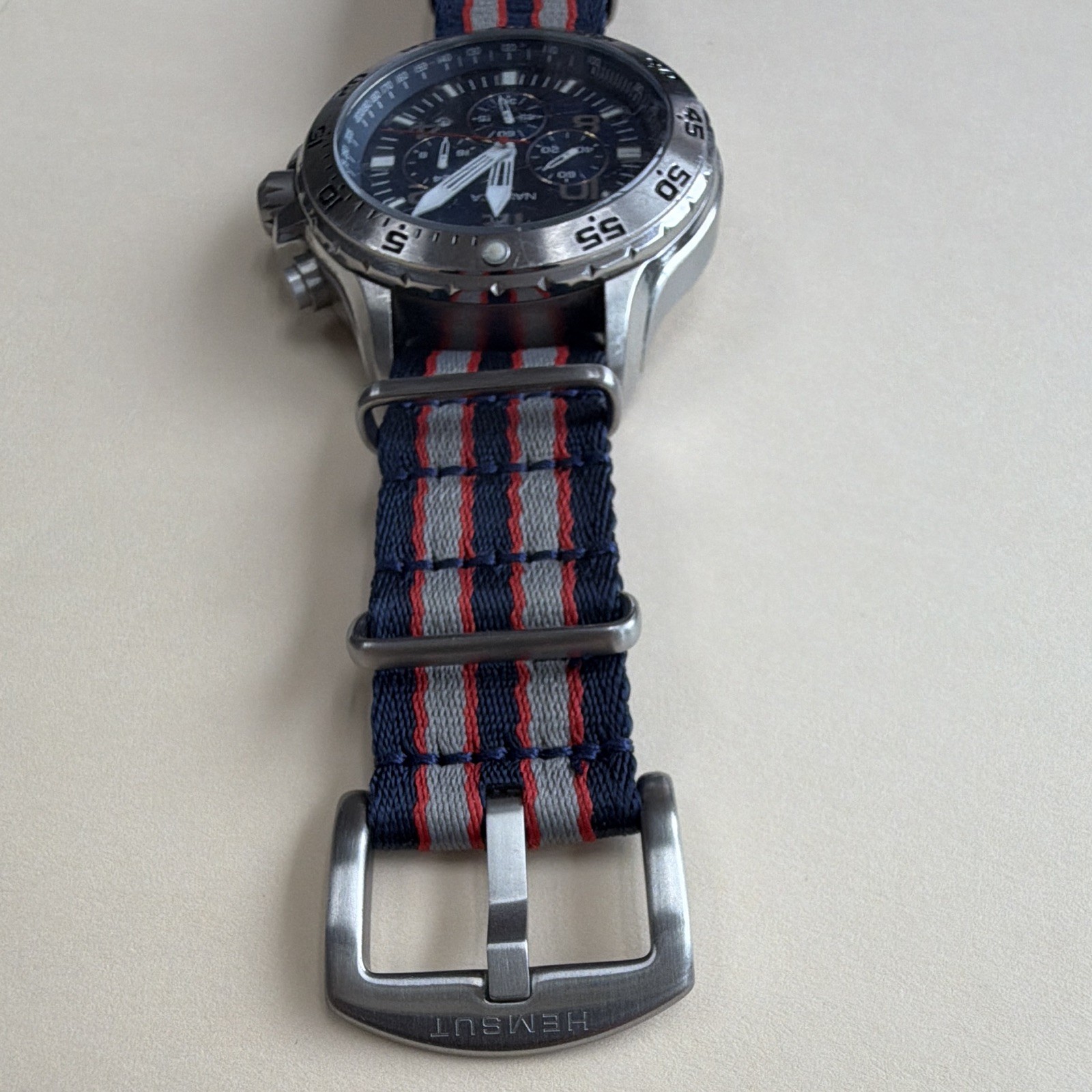 Nautica Men’s Quartz Analog Chronograph Tachymeter Date Blue Dial 45mm 100m