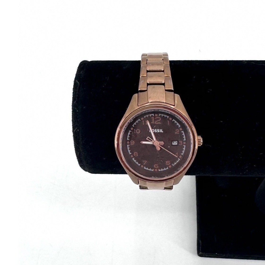 Fossil Flight Mini Womens Watch Bronze Stainless Steel Brown Dial Date AM-4366