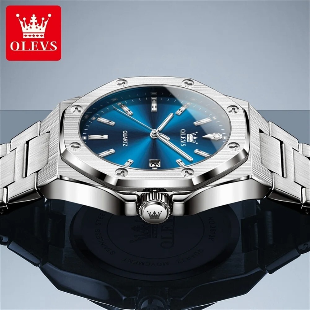 Waterproof Quartz Luminous Luxury Watch OLEVS Men Business Date Strap Men’s