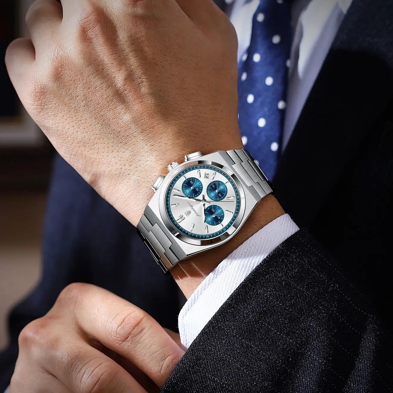 POEDAGAR Luxury Men Chronograph Watch Waterproof Luminous Steel Date