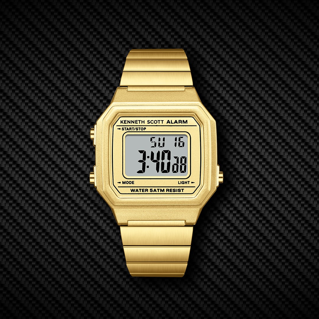 Kenneth Scott Women’s Digital Watch | Champagne Dial, 43mm, 50 m (5 ATM)