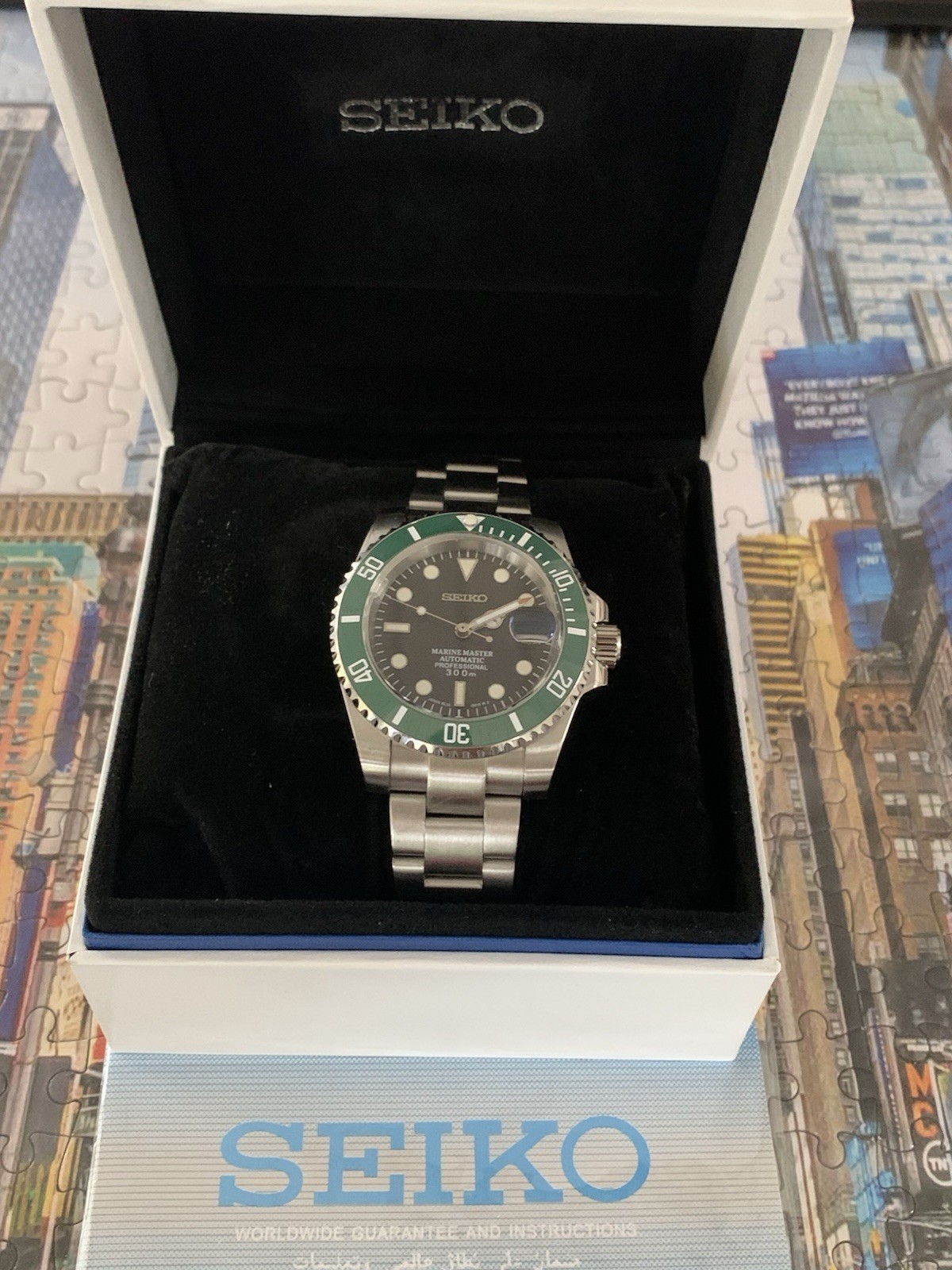Marine Master Automatic 300m Diver Green Bezel Black Dial Date Box