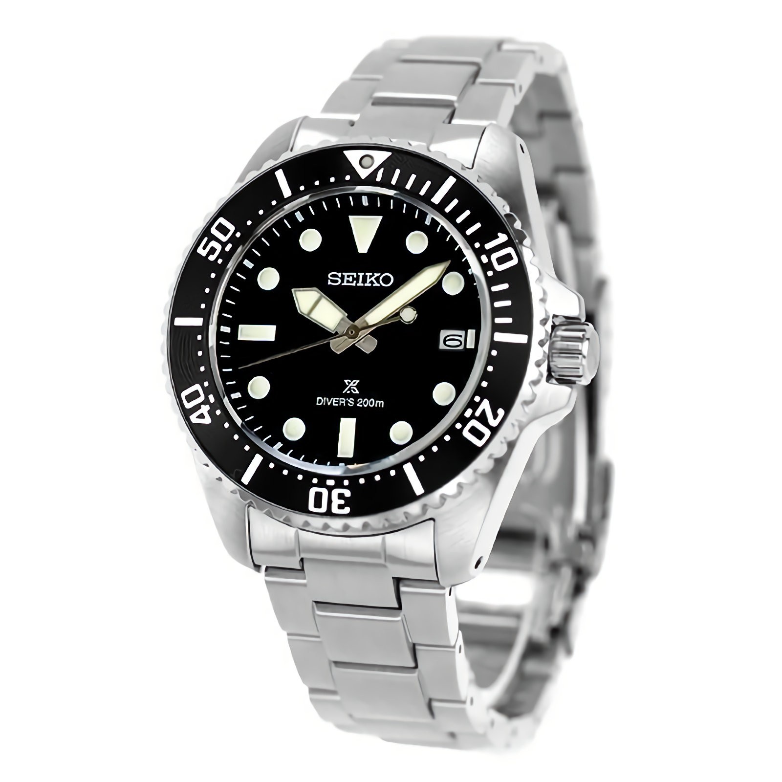 SEIKO Prospex SNE597P1 Solar Black Dial Date Display Stainless Steel Diver Watch