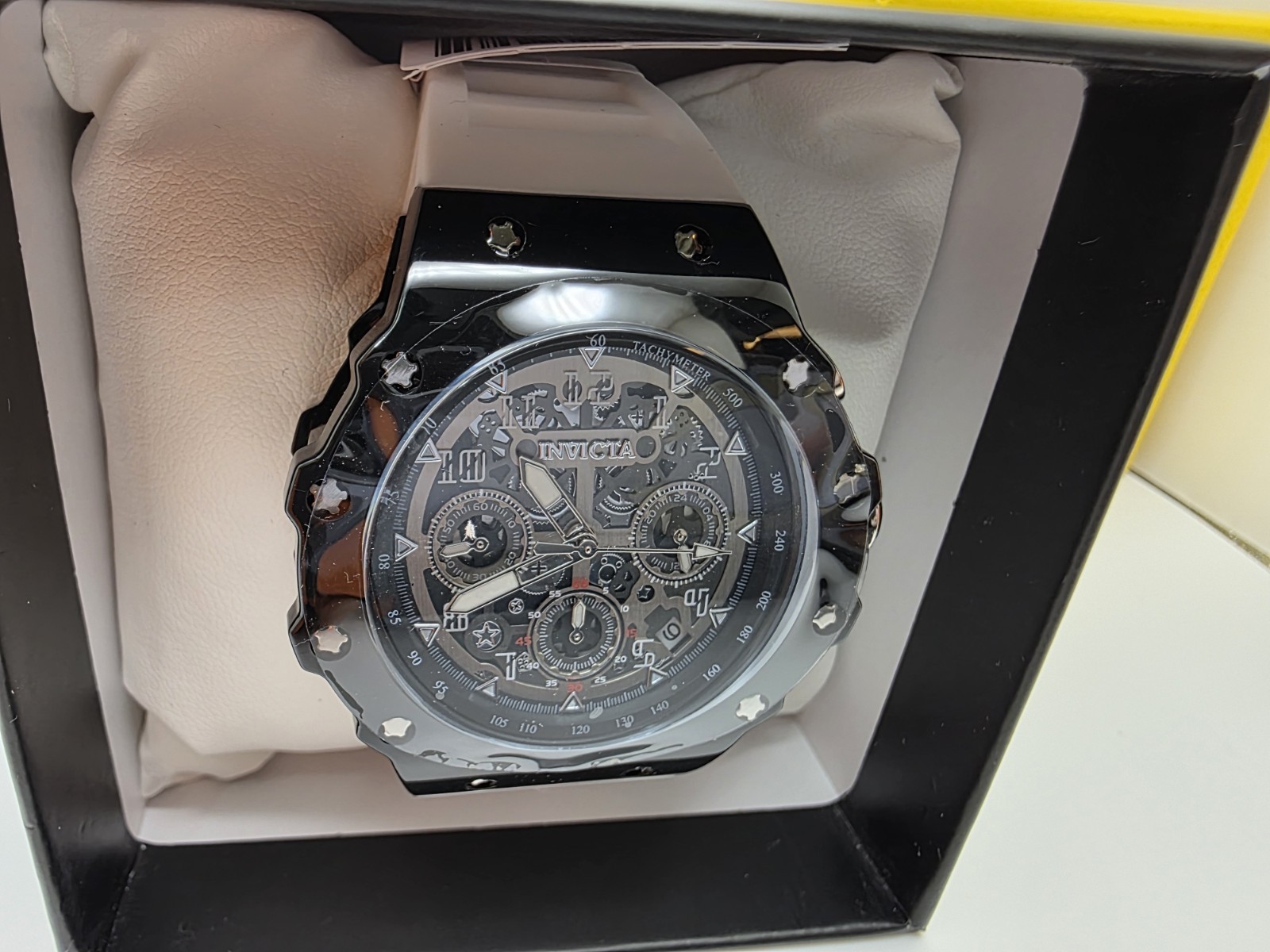 Invicta Reserve Bolt Zeus Black White Chronograph Watch New In Box Silicone