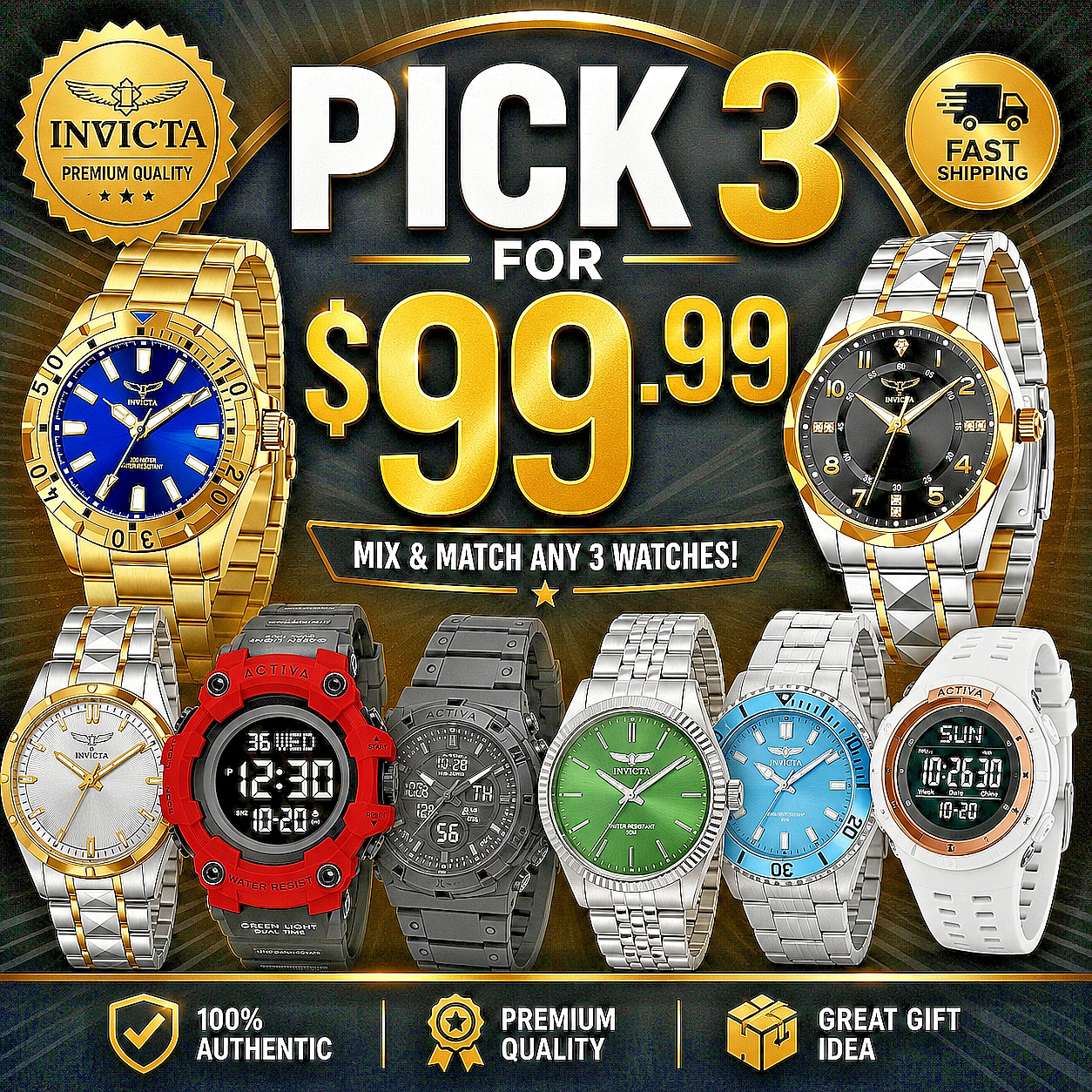 invicta watches bundleInvicta Watch Bundle Pick Any 3 for $99.99 Men’s Watches