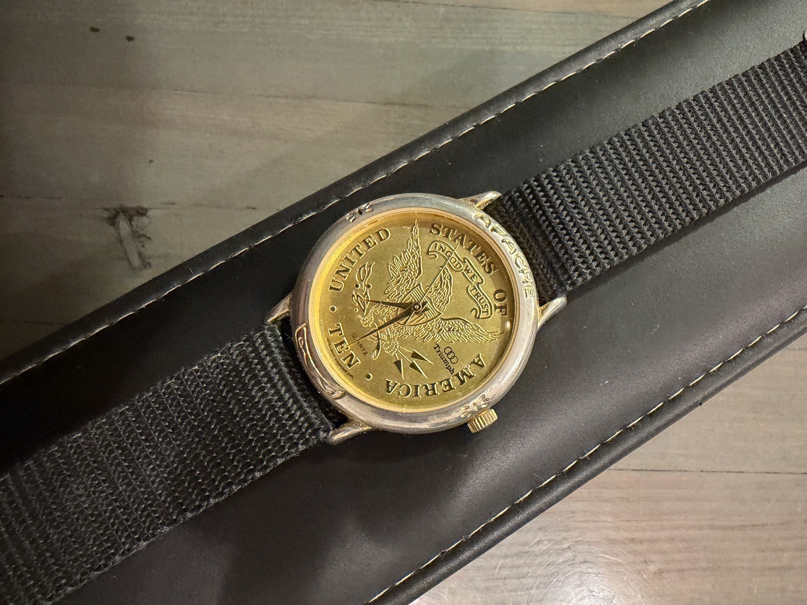 Vtg Apache Triumph Coin Dial Watch $10 Gold Eagle Japan Miyota Tomer 1 Jewel